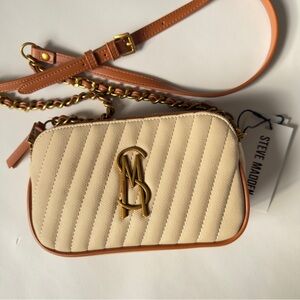 NWT Steve Madden Tan and Gold Crossbody Bag